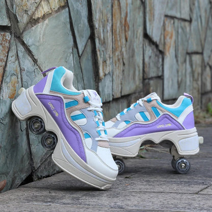 GliderKicks - Zapatos de patinaje sobre ruedas con deformación 2 en 1