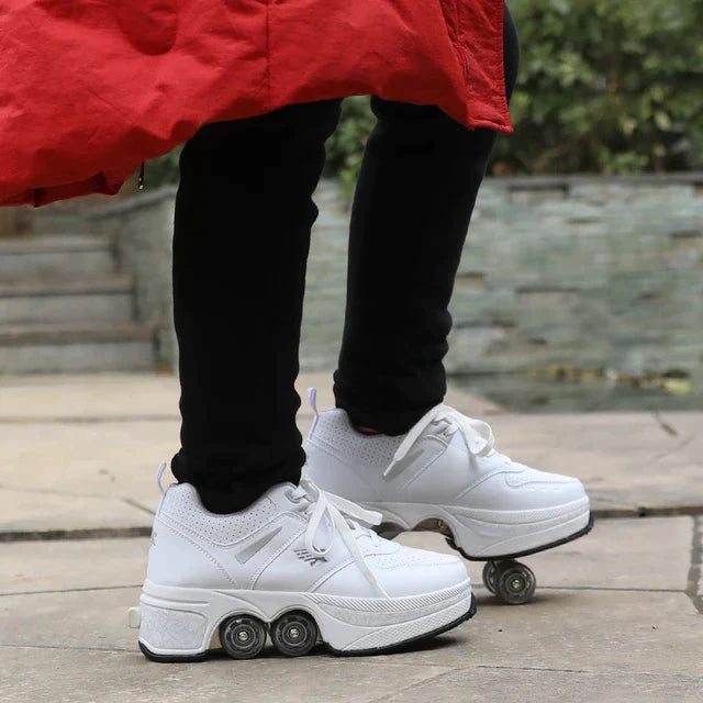 GliderKicks - Zapatos de patinaje sobre ruedas con deformación 2 en 1