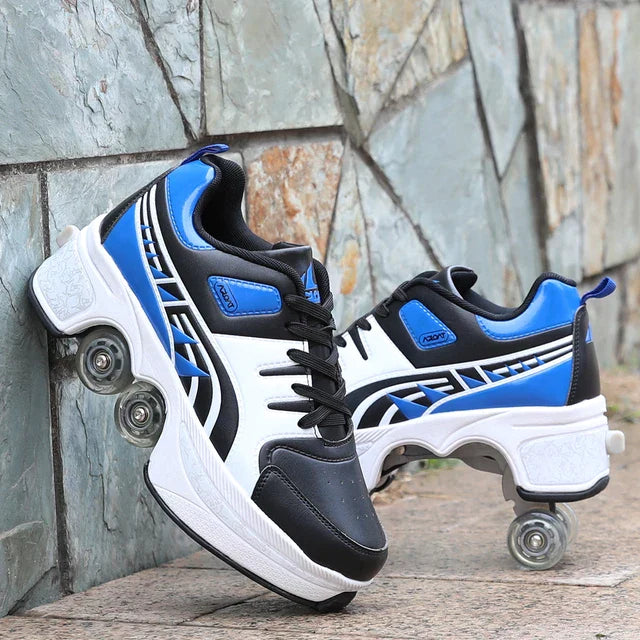 GliderKicks - Zapatos de patinaje sobre ruedas con deformación 2 en 1