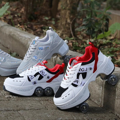 GliderKicks - Zapatos de patinaje sobre ruedas con deformación 2 en 1